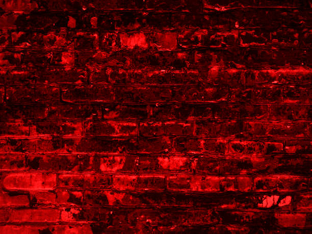 ilustrações, clipart, desenhos animados e ícones de textura grunge brilhante vermelho escuro de uma parede de tijolo vermelho velho com danos e pintura descascada - paint peeling wall cracked