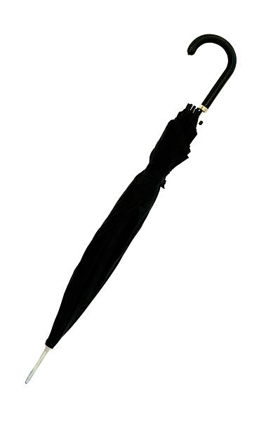 istock Closed black umbrella on white background 146800345