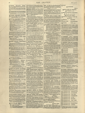 Old Victorian newspaper page, 19th Century