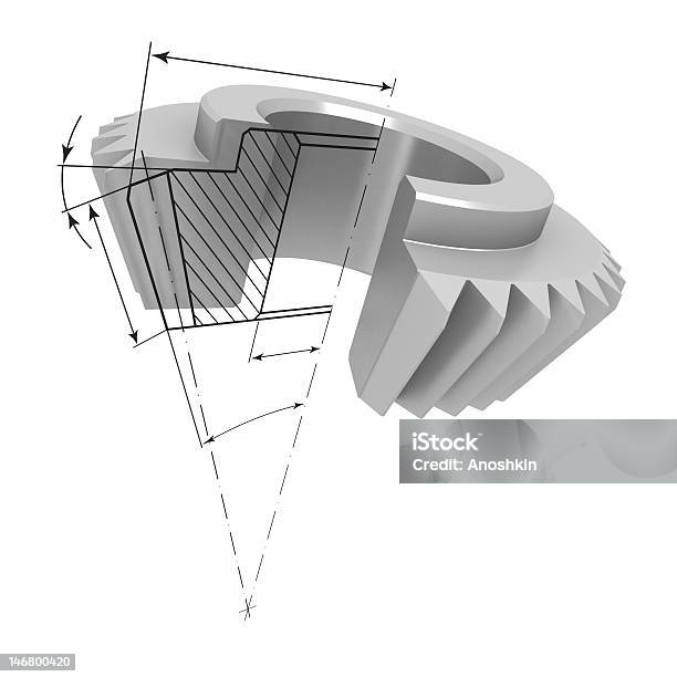 Equipamento Na Secção E Desenho2 - Fotografias de stock e mais imagens de Aço - Aço, Corte Transversal, Dente de Engrenagem