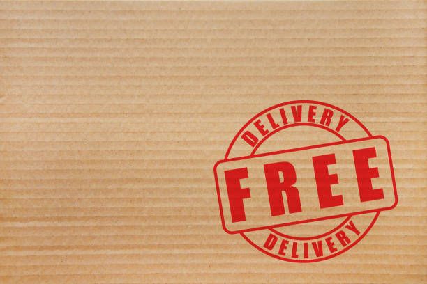 istock Free Shipping Stamped on Cardboard 1468005665