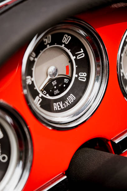 istock Tachometer gauge on an old vintage car 1468006390