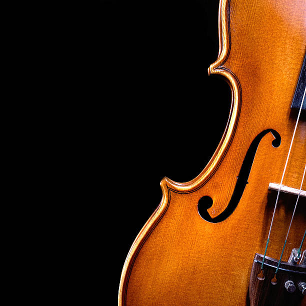 vintage violin in the dark stock photo