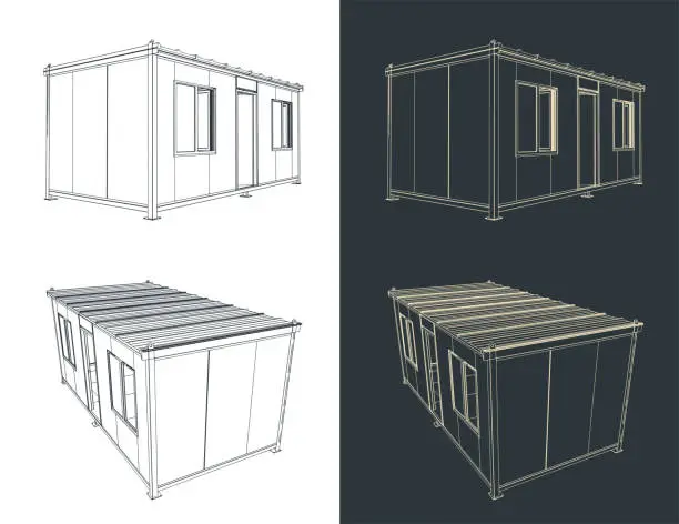 Vector illustration of Container house