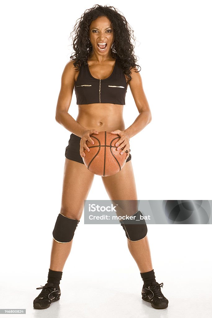 Screaming バスケットボール選手スポーティなセクシーな女性 - 1人のロイヤリティフリーストックフォト