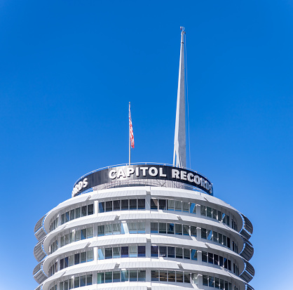 Los Angeles, United States - November 16, 2022: A picture of the top of the Capitol Records building.
