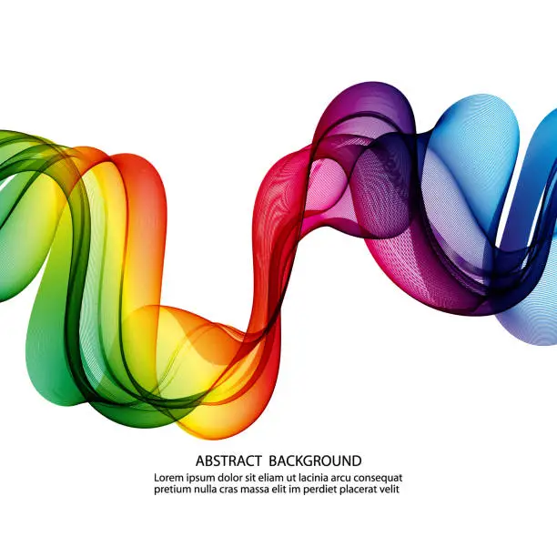 Vector illustration of Beautiful rainbow wave on white background, design of wavy wave lines