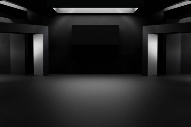istock empty abstract industrial concrete interior. concrete floor and dark room. 3d illustration 1468012083