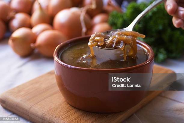 French Onion Soup Stock Photo - Download Image Now - Onion Soup, Bowl, Brown