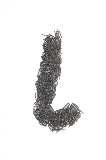istock artistic isolated lowercase Letter l made from steel staples isolated on a white background write, font, type style, barbed wire staple 1468016645