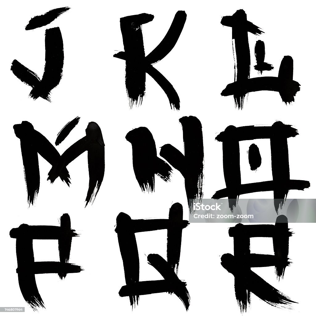 Chinese font Pseudo-chinese latin font. Letters J-R Chinese Culture Stock Photo