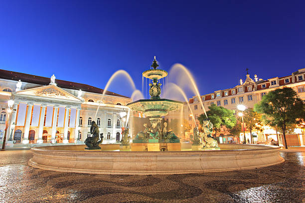 Fountain at Rossio square, Lisbon, Portugal