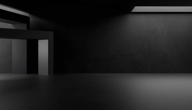 istock empty abstract industrial concrete interior. concrete floor and dark room. 3d illustration 1468022028