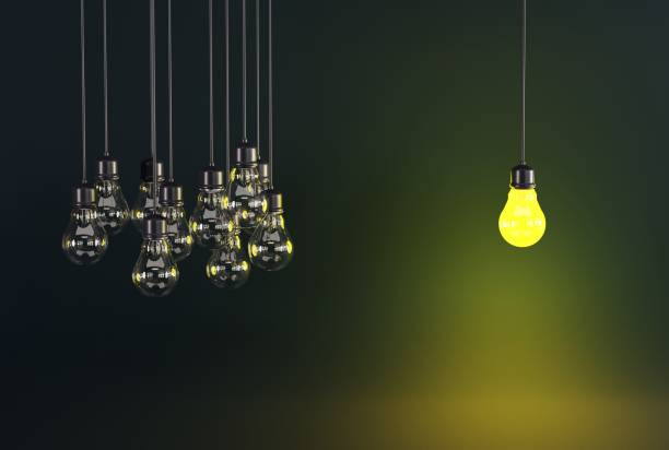 istock One light bulb on the background of many extinguished light bulbs. Business concept, idea discovery, idea. 1468022338
