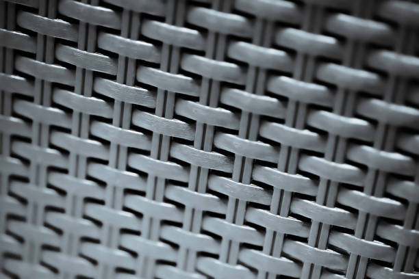 interior of black and white old wicker basket