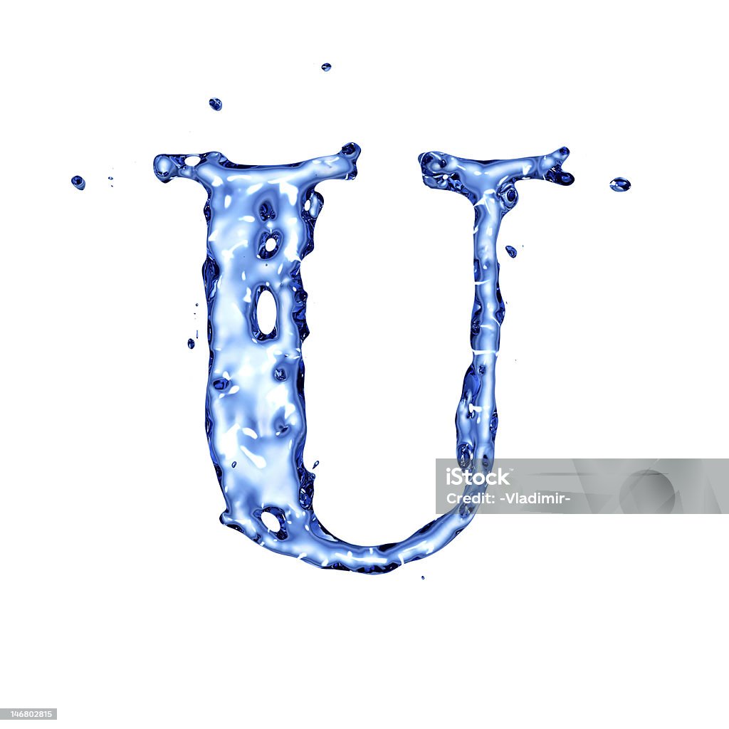 Líquido azul agua letra U - Foto de stock de Agua libre de derechos