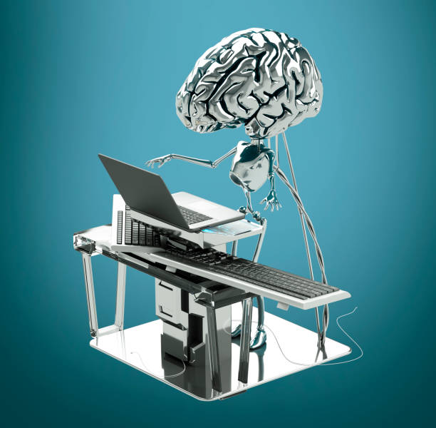 istock the concept of artificial intelligence in the form of a robot brain working on the creation of content on the Internet 3d render 1468031442