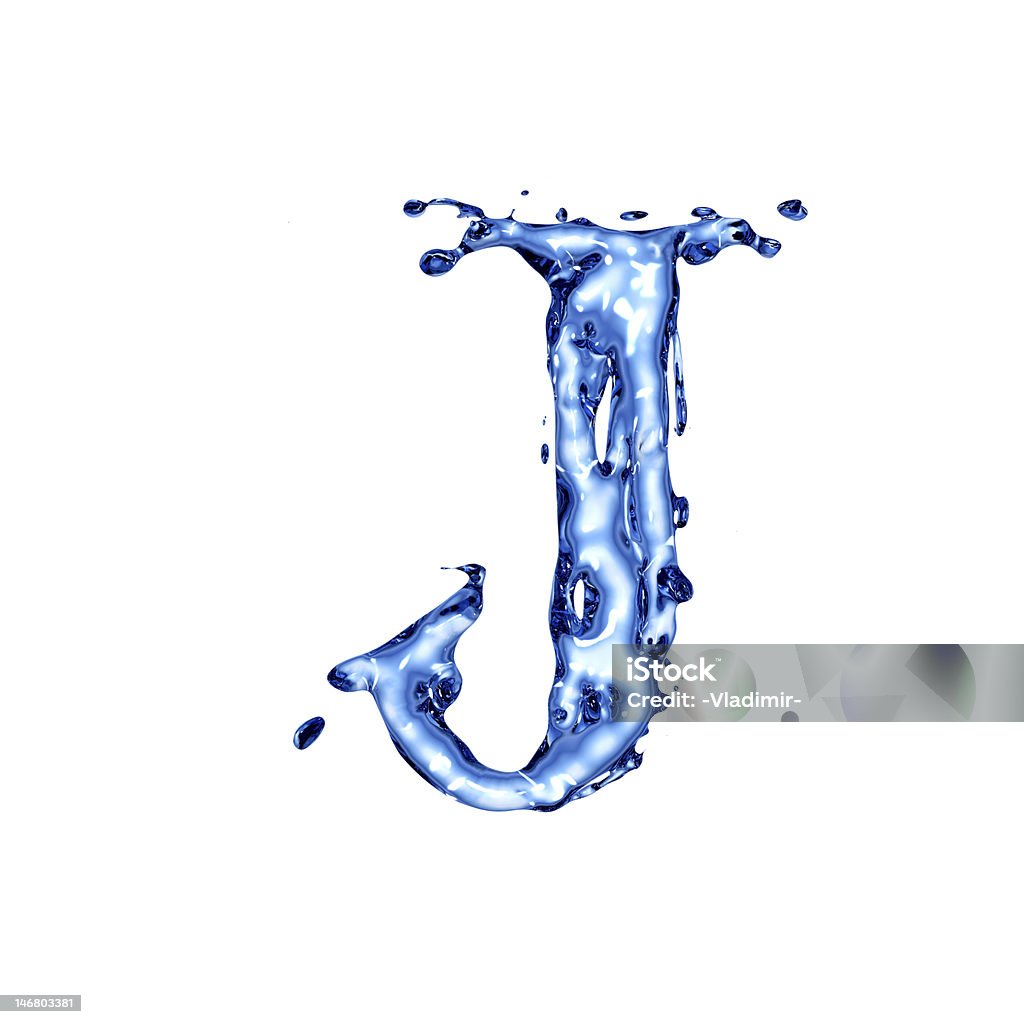 Голубая жидкость воды Буква J - Стоковые фото Алфавит роялти-фри