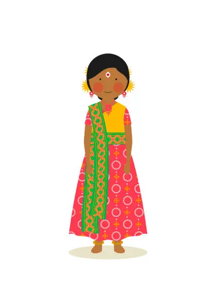 Vector illustration of Bangladeshi traditional costume for women
