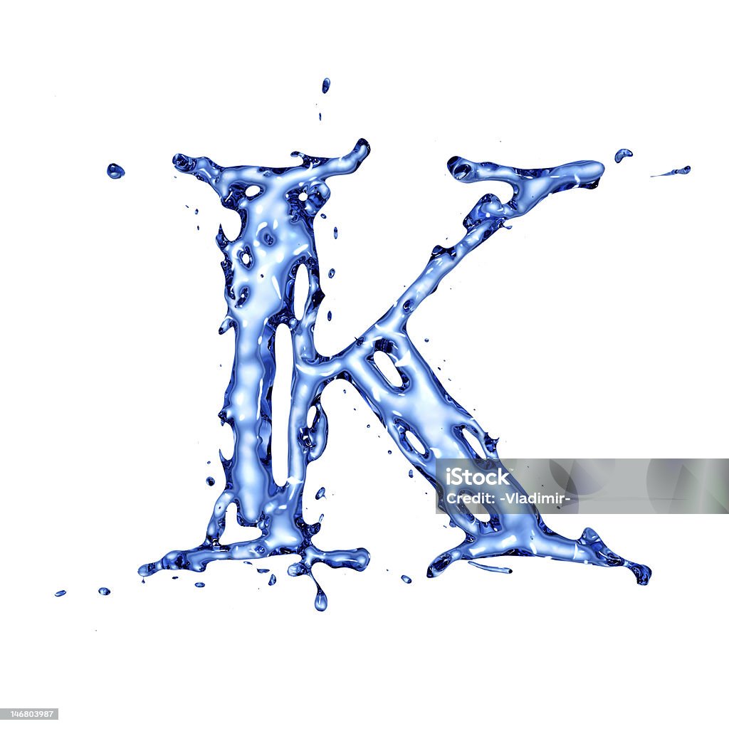 Líquido azul água Letra K - Foto de stock de Azul royalty-free