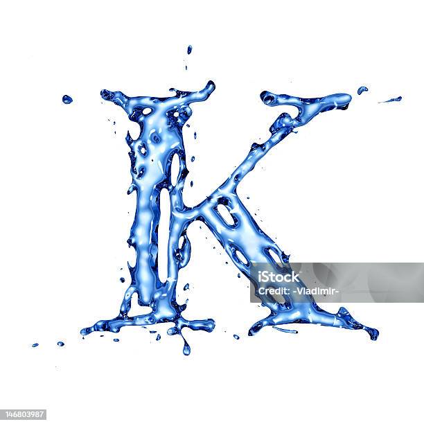 Foto de Líquido Azul Água Letra K e mais fotos de stock de Azul - Azul, Bebida gelada, Bolha - Estrutura física
