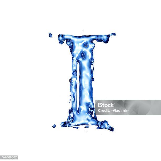 Foto de Líquido Azul Água Letra I e mais fotos de stock de Azul - Azul, Bebida gelada, Bolha - Estrutura física