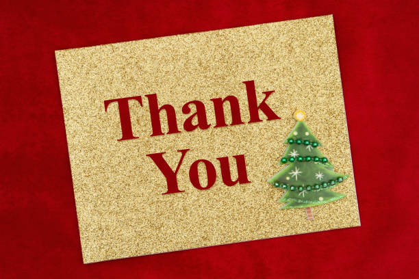 istock Thank you greeting card with Christmas tree 1468042397