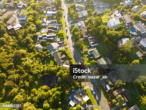 istock Aerial view of residential houses, Real estate, drone shot. 1468042787