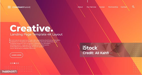 istock 4K Landing Page Template - Abstract dynamic, modern, futuristic, multi colored, simple for website template background 1468045971