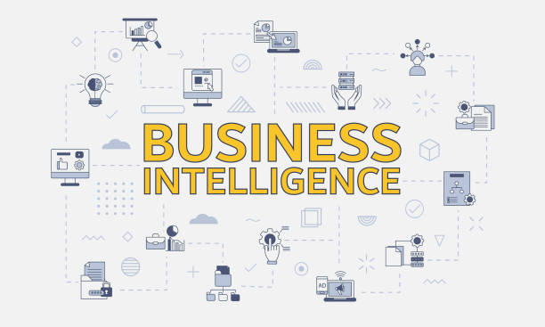 istock business intelligence concept with icon set with big word or text on center 1468046419
