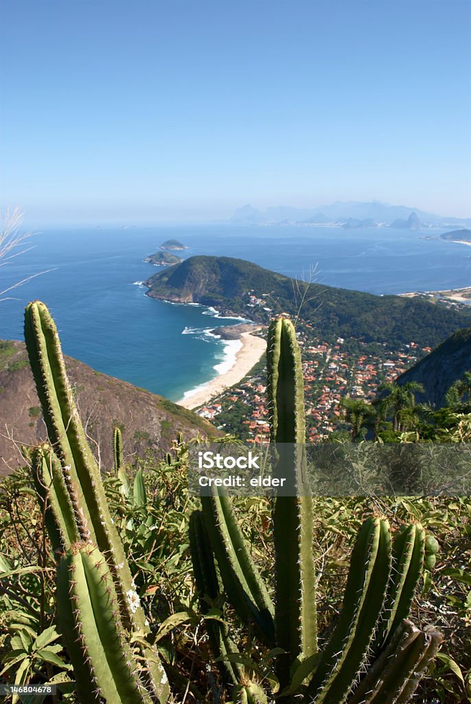 Itacoatiara beach view of the Mourao Mountain top Atlantic Ocean Stock Photo