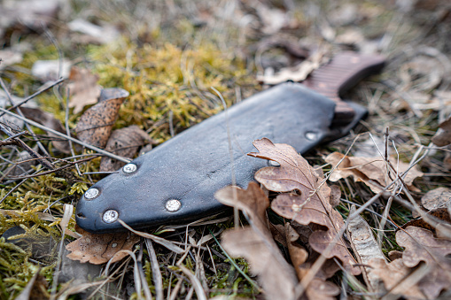 hunting knife on the ground