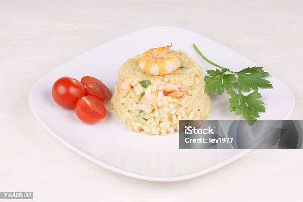 Risotto Con Gamberetti - Fotografie stock e altre immagini di Riso bianco - Riso bianco, Alimentazione sana, Ambientazione interna