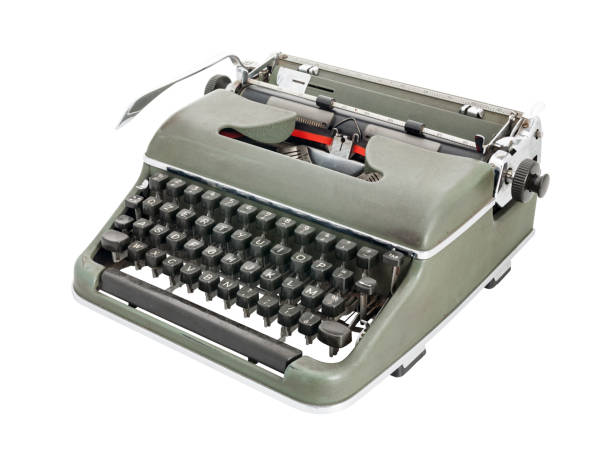 istock isolated Old green typewriter with black keys 1468054510