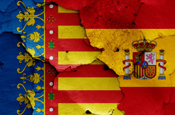 istock flags of Valencian Community and Spain painted on cracked wall 1468058372