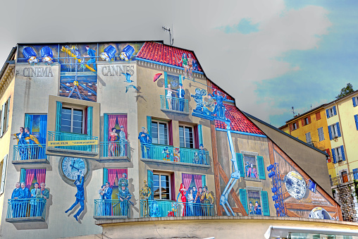 Mural Cinema Cannes on April 13 2017 Big film mural Cinema in Cannes France