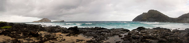 istock Panorama of overcast Hawaiin beach. 146806049