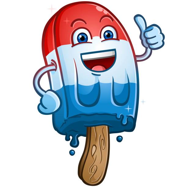 American Red White and Blue Popsicle Cartoon Character vector art illustration