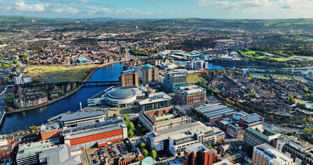 북아일랜드 벨파스트 도시 풍경 항공 사진 - northern ireland 뉴스 사진 이미지