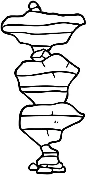 Vector illustration of line drawing cartoon of stacked stones