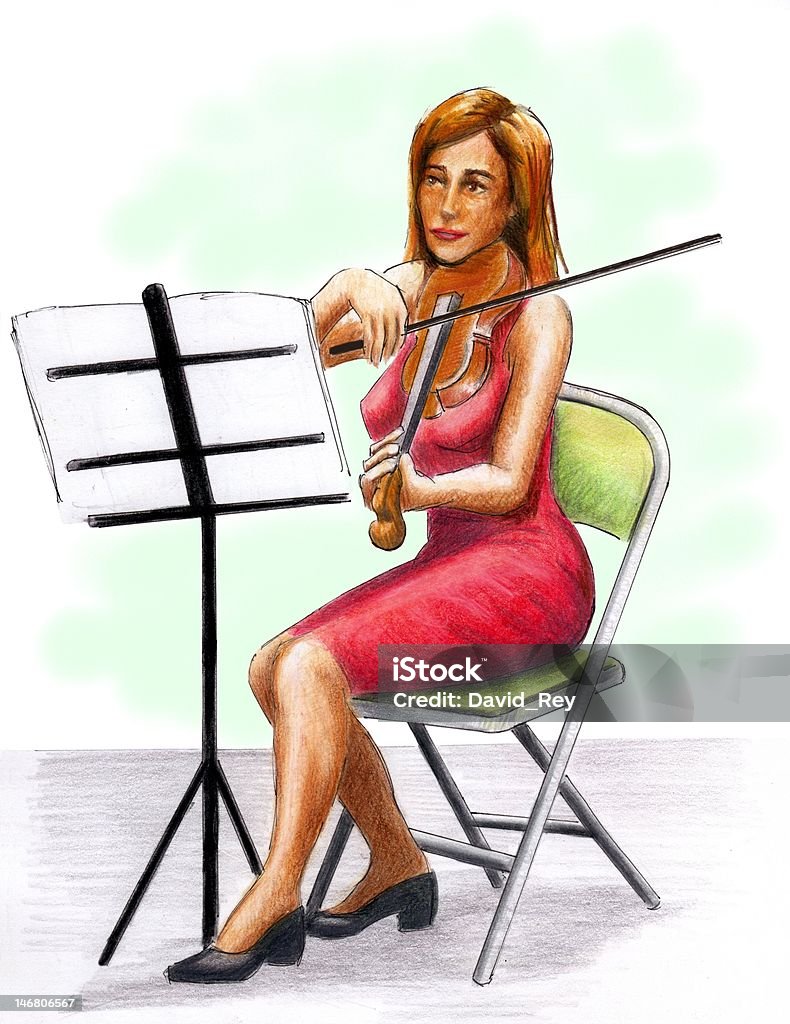 Donna suona il violino - Foto stock royalty-free di Adulto