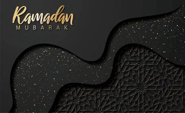 Vector illustration of Abstract layered Ramadan greeting