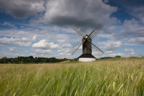 Pitstone Mill near Ivinghoe Beacon in the Chilterns, United Kingdom. Pitstone Mill is the oldest windmill on the British Isles. It was built around 1627 to grind grain. It is no longer in use.