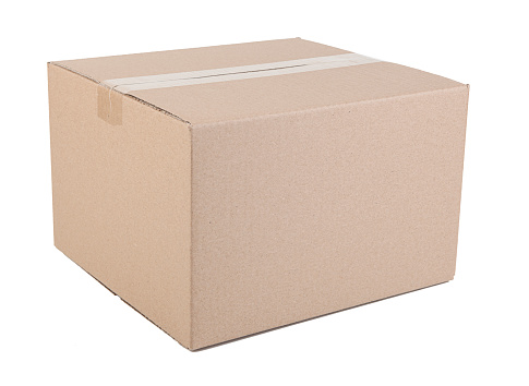 Opened blank rectangular empty cardboard box isolated on white background with clipping path.
