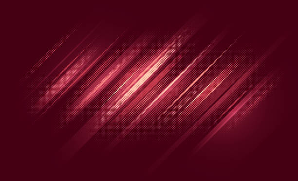 stockillustraties, clipart, cartoons en iconen met red half tone textured angled lines background - bordeauxrood
