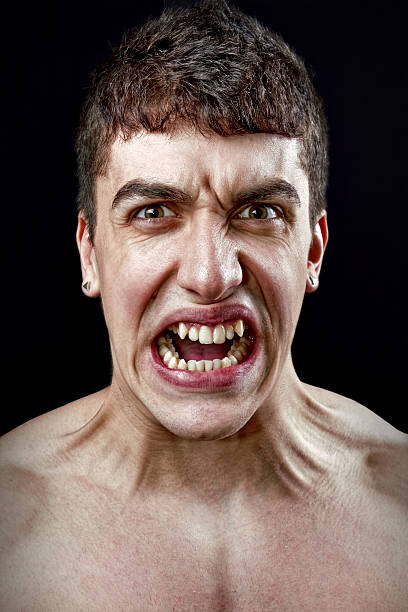 Stress concept - angry furious mad man stock photo