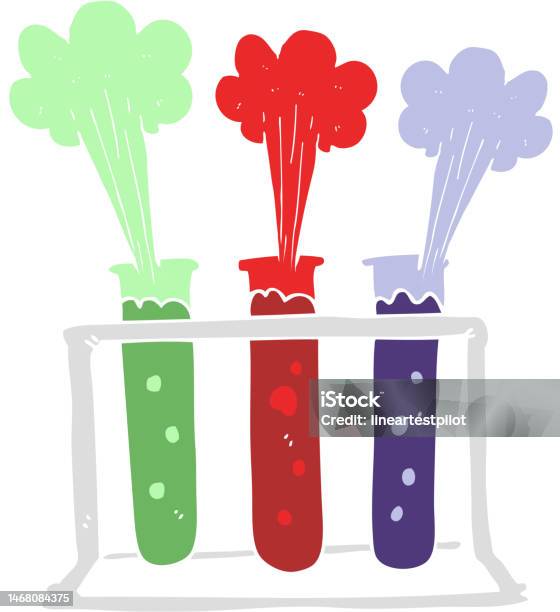Test Speciman Exploding Flat Color Illustration Of Rack Of Test Tubes Exploding Stock ...