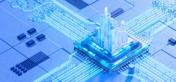 istock 3D rendering of cyberpunk AI. Circuit board. Technology background. Central Computer Processors CPU and GPU concept. Motherboard digital chip. Tech science background. 1468085695