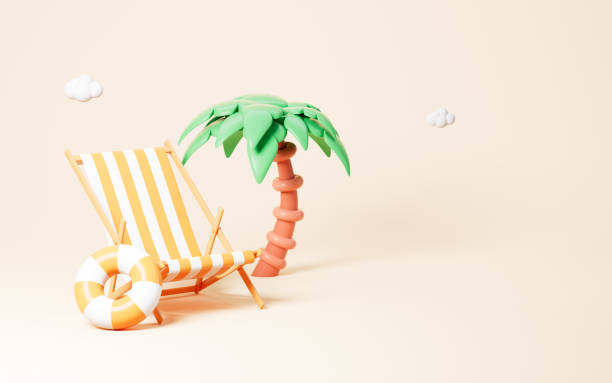 istock Beach chair and palm, Summer travel theme, 3d rendering. 1468086028