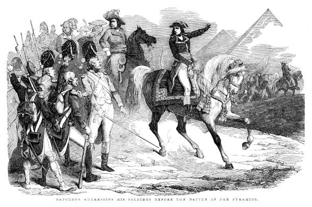 나폴레옹 보나파르트, 이집트 피라미�드 전투에서 승리, 18세기 세계사 - napoleon bonaparte stock illustrations